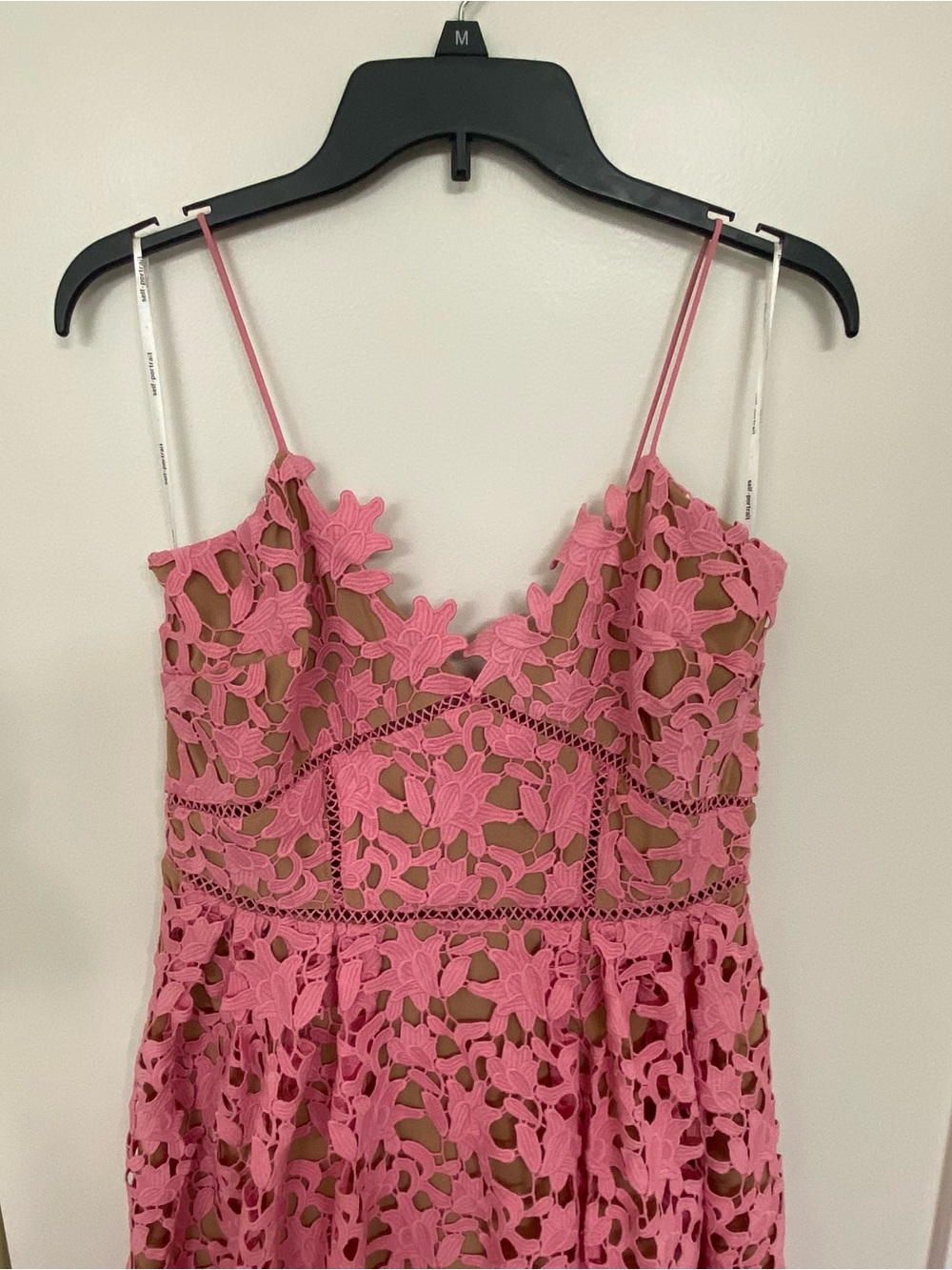 Self-Portrait Azalea Pink Trim Lace-Edge Dress